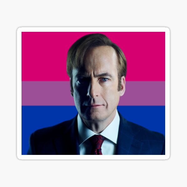 Vista previa del artículo con la obra «saul goodman frente a la bandera bisexual», diseñado y vendido por vorobyevites.