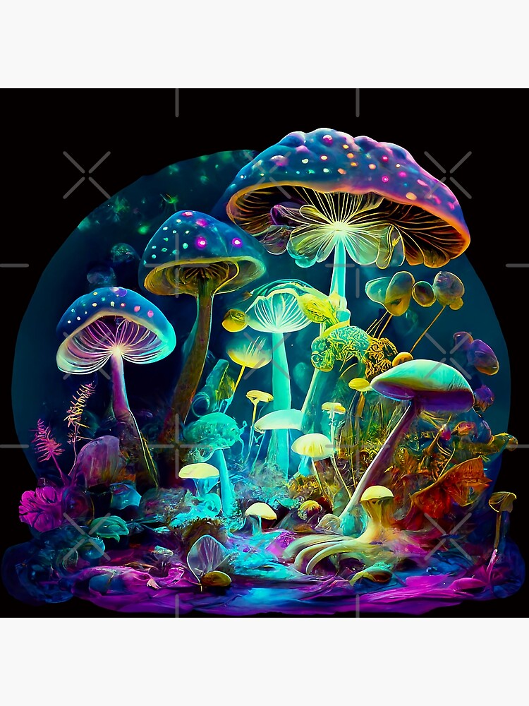 "PSYCHEDELIC MUSHROOM WORLD, Midjourney AI Artwork" Poster for Sale by