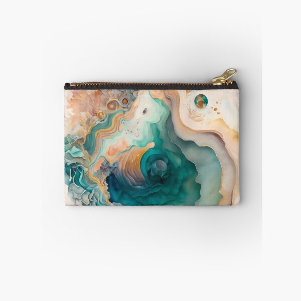 Item preview, Agate Stone Inspired Abstract, Teal and Rose Gold beauty designed and sold by Orianah.