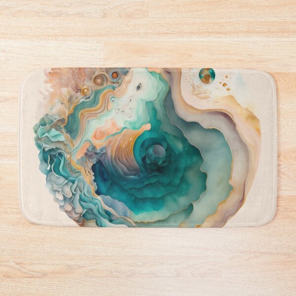 Item preview, Agate Stone Inspired Abstract, Teal and Rose Gold beauty designed and sold by Orianah.
