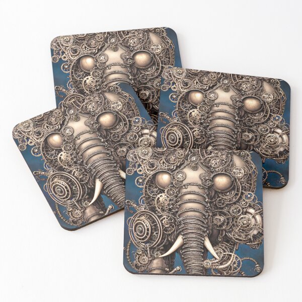 Item preview, Steampunk Elephant on Blue designed and sold by Elisabeth Lucas.