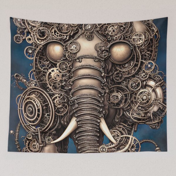 Item preview, Steampunk Elephant on Blue designed and sold by Elisabeth Lucas.