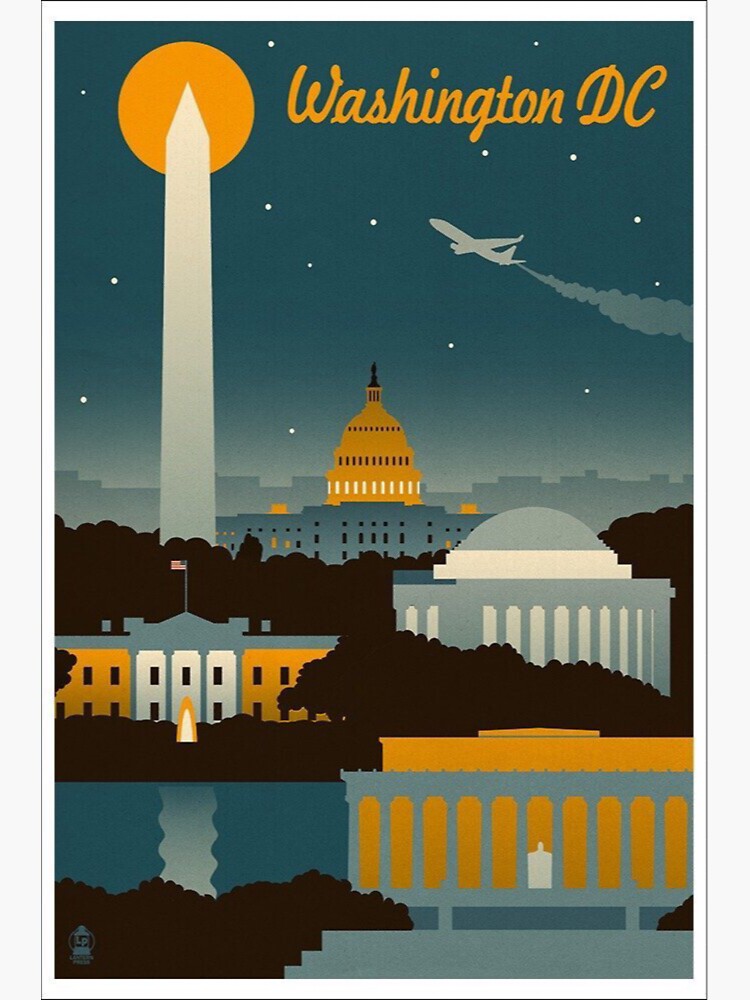 Thumbnail 3 of 3, Sticker, Washington DC Retro Poster designed and sold by DigiArtyst.