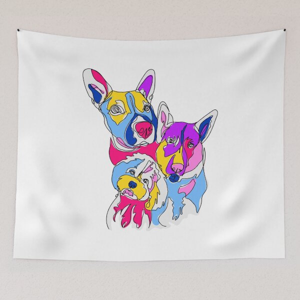 Item preview, Three Dogs colorful draw pop art designed and sold by KondeHipe.