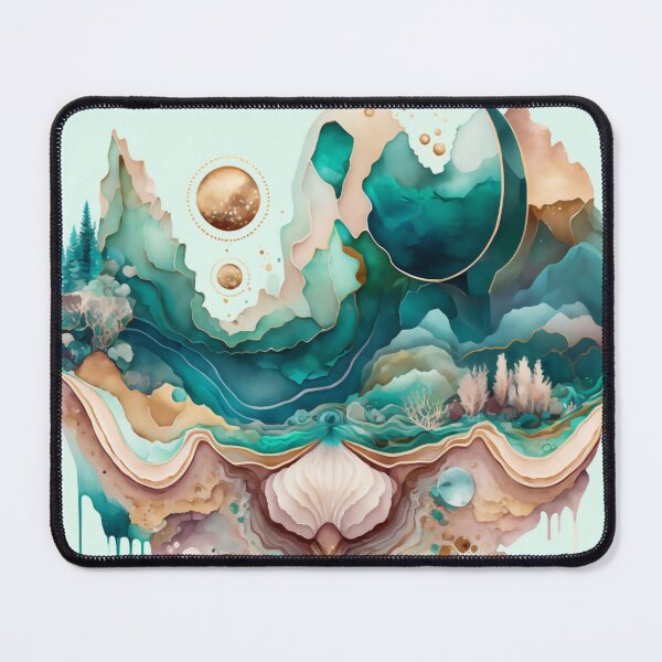 Item preview, Agate Stone Inspired Abstract, Teal and Rose Gold beauty designed and sold by Orianah.