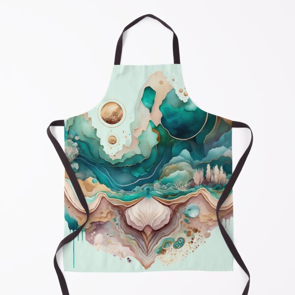 Item preview, Agate Stone Inspired Abstract, Teal and Rose Gold beauty designed and sold by Orianah.