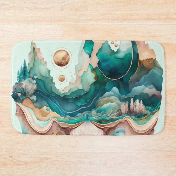 Item preview, Agate Stone Inspired Abstract, Teal and Rose Gold beauty designed and sold by Orianah.
