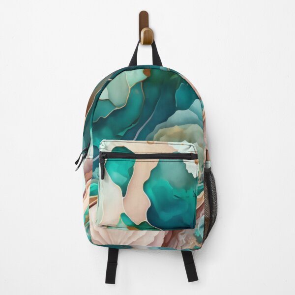 Item preview, Agate Stone Inspired Abstract, Teal and Rose Gold beauty designed and sold by Orianah.