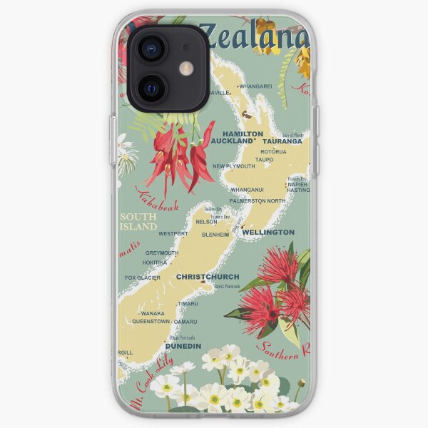 New Zealand Floral Map iPhone Soft Case