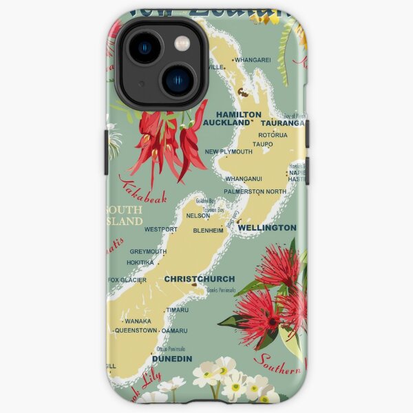New Zealand Floral Map iPhone Tough Case