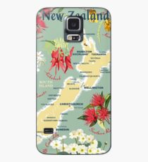Neuseeland Blumenkarte Hülle & Klebefolie für Samsung Galaxy