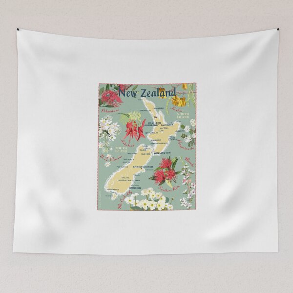 Item preview, New Zealand Floral Map designed and sold by contourcreative.