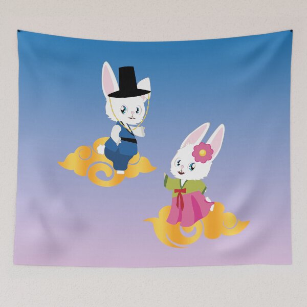 Item preview, Rabbits in hanbok designed and sold by AnnArtshock.