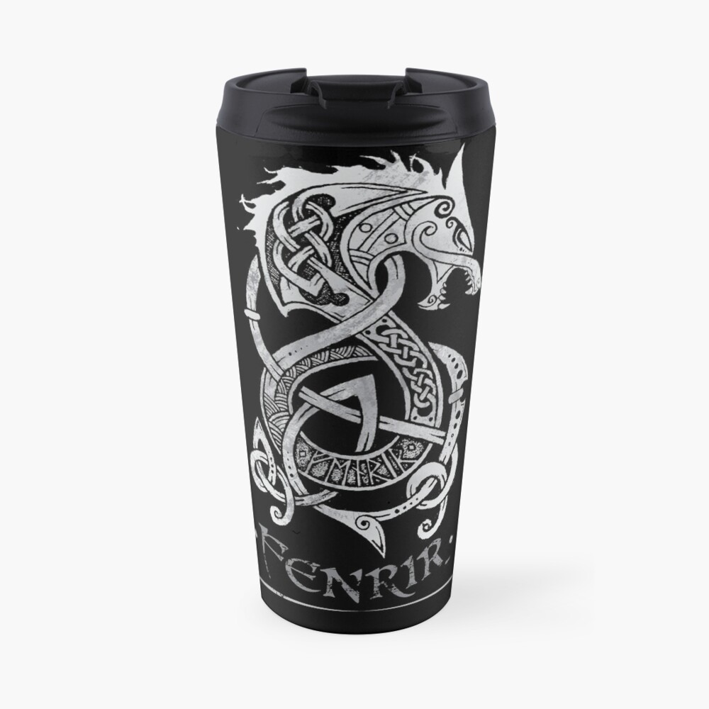 Fenrir: The Monster Wolf of Norse Mythology (Gray) Travel Coffee Mug
