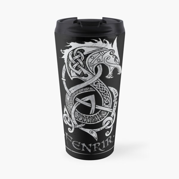 Fenrir: The Monster Wolf of Norse Mythology (Gray) Travel Coffee Mug