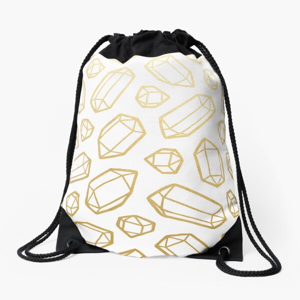Motif de pierres précieuses or et blanc Sac à cordon