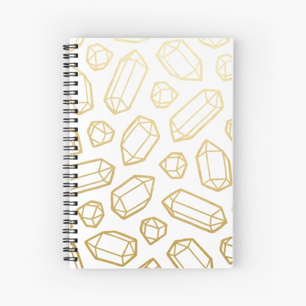 Gold and White Gemstone Pattern Spiral Notebook