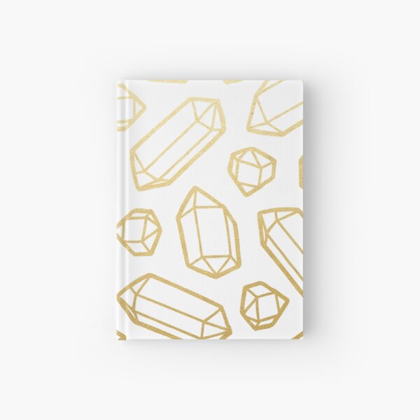 Gold and White Gemstone Pattern Hardcover Journal