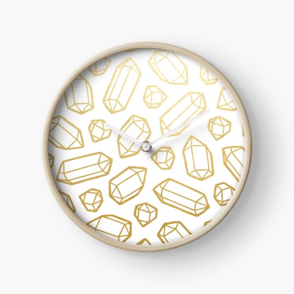 Gold and White Gemstone Pattern Clock