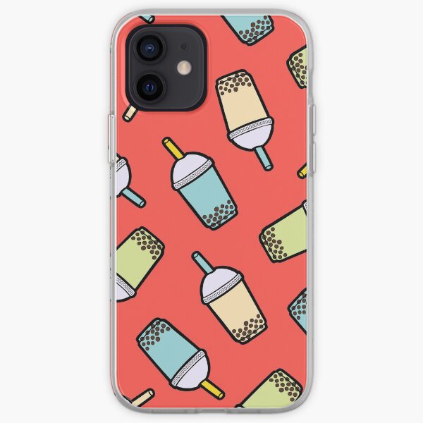 Bubble Tea Pattern in Red iPhone Soft Case