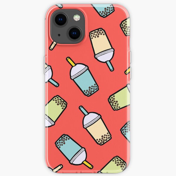 Bubble Tea Pattern in Red iPhone Soft Case