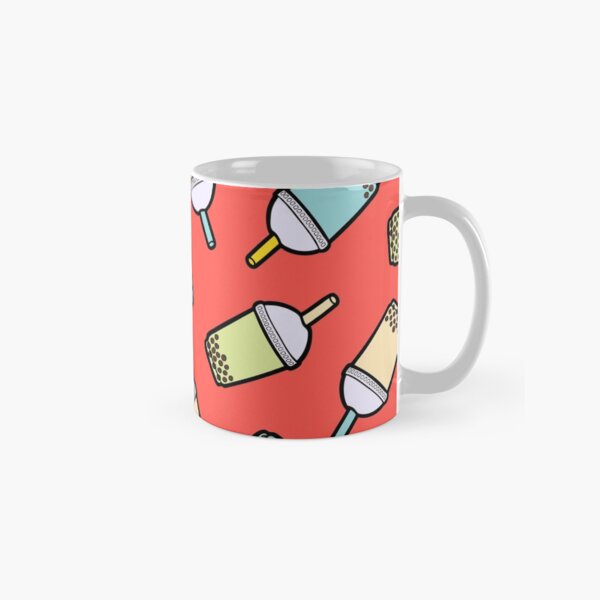 Bubble Tea Pattern in Red Classic Mug