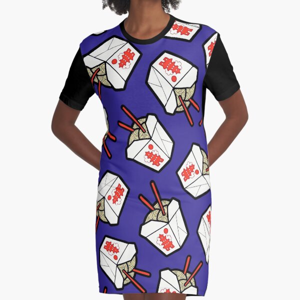 Take-Out Noodles Box Pattern Graphic T-Shirt Dress