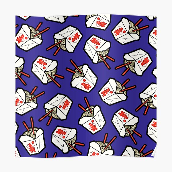 Take-Out Noodles Box Pattern Poster