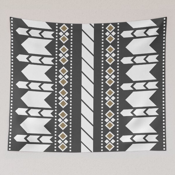 Item preview, Abstract African pattern Bogolan Indigo Mudcloth Fabric Pattern and  Triangles geometric square, Arrow Pattern and Traditional African art design designed and sold by Gugurat.