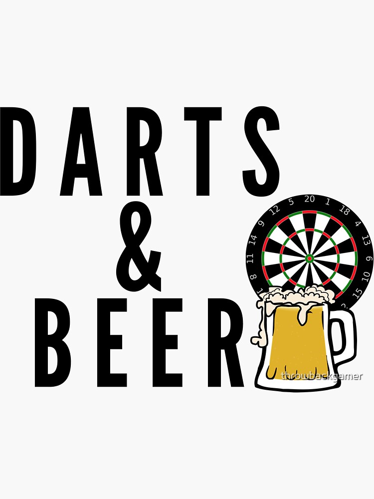 "Dart & Beer for Darts Players Gift Idea" Sticker by throwbackgamer