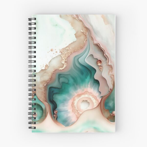 Item preview, Agate Stone Inspired Abstract, Teal and Rose Gold beauty designed and sold by Orianah.