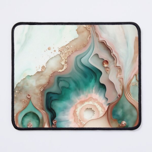Item preview, Agate Stone Inspired Abstract, Teal and Rose Gold beauty designed and sold by Orianah.
