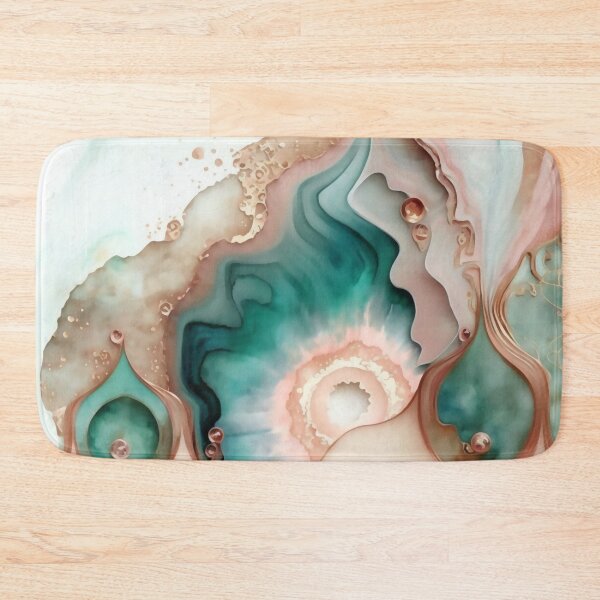 Item preview, Agate Stone Inspired Abstract, Teal and Rose Gold beauty designed and sold by Orianah.