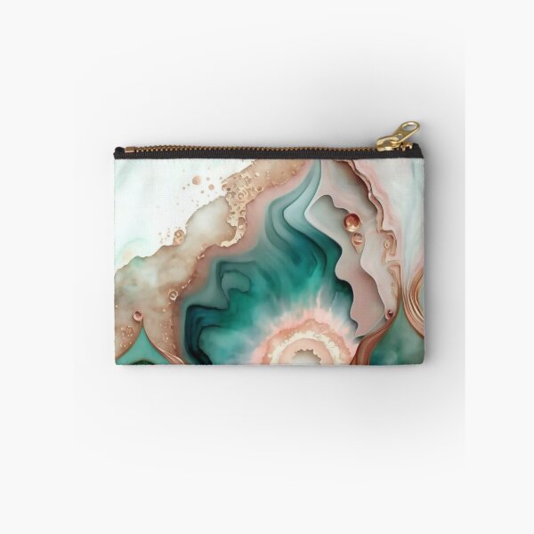 Item preview, Agate Stone Inspired Abstract, Teal and Rose Gold beauty designed and sold by Orianah.