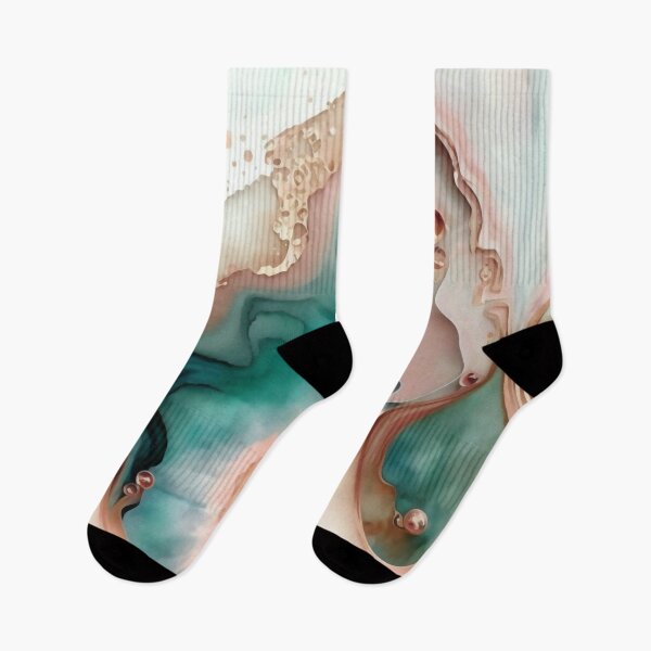 Item preview, Agate Stone Inspired Abstract, Teal and Rose Gold beauty designed and sold by Orianah.