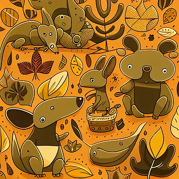 Vorschaubild zum Design Cute Relaxed Cartoon Australian Pattern Digital Painting von CodeAndColors