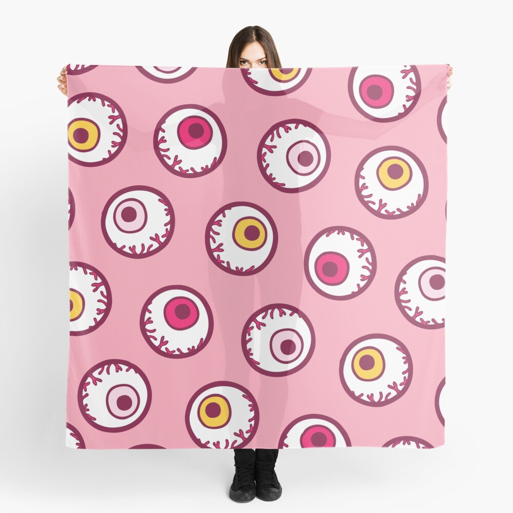 Halloween Candy Eyeball Pattern in Pink Scarf