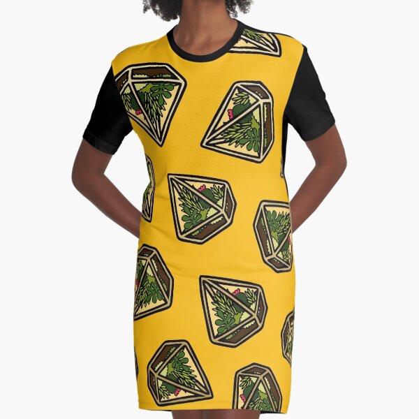 Terrarium Pattern in Yellow Graphic T-Shirt Dress