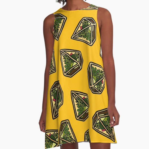 Terrarium Pattern in Yellow A-Line Dress