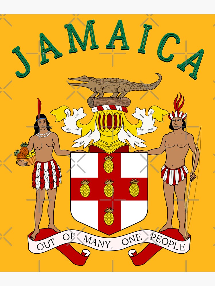 "Jamaica Coat of Arms" Sticker for Sale by FedSherDesign Redbubble
