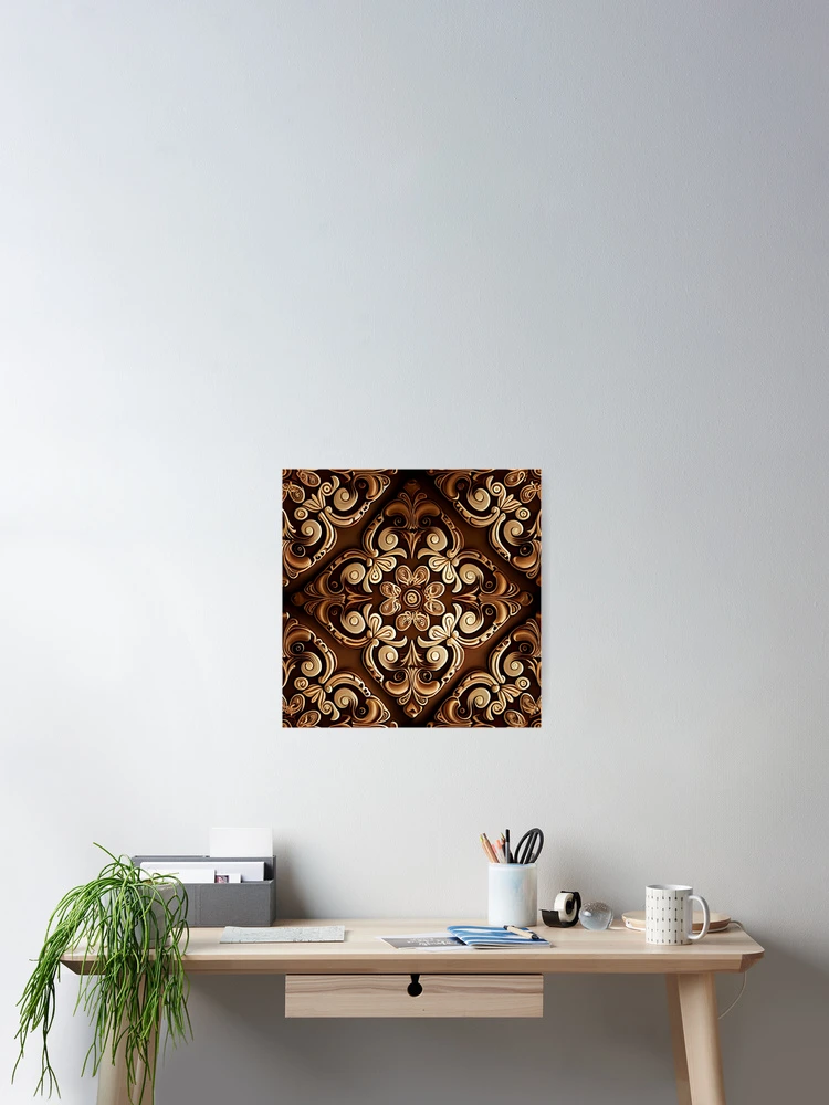 Imagen 2 de 3, Póster con la obra Brown Contemporary Pattern Digital Painting, diseñada y vendida por CodeAndColors.