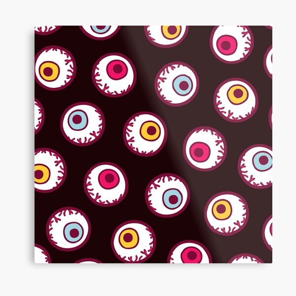 Halloween Candy Eyeball Pattern in Black Metal Print