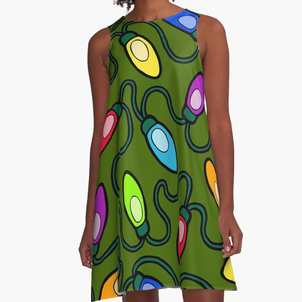 Chrismas Fairy Lights Pattern A-Line Dress