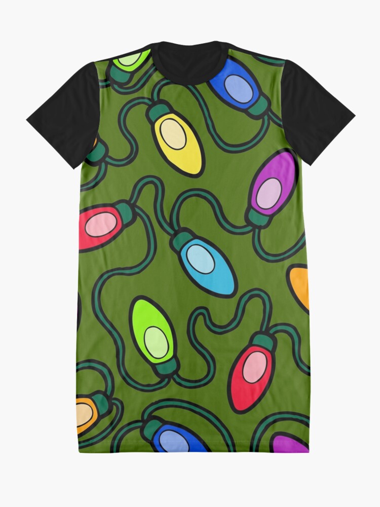 Alternate view of Chrismas Fairy Lights Pattern Graphic T-Shirt Dress