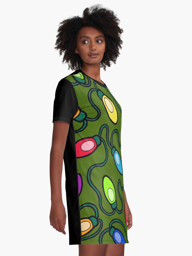 Alternate view of Chrismas Fairy Lights Pattern Graphic T-Shirt Dress
