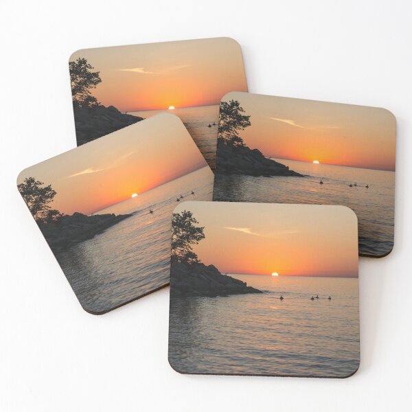 Item preview, Canada Geese Foursome - Overwater Sunrise on Lake Ontario in Toronto designed and sold by Georgia Mizuleva.