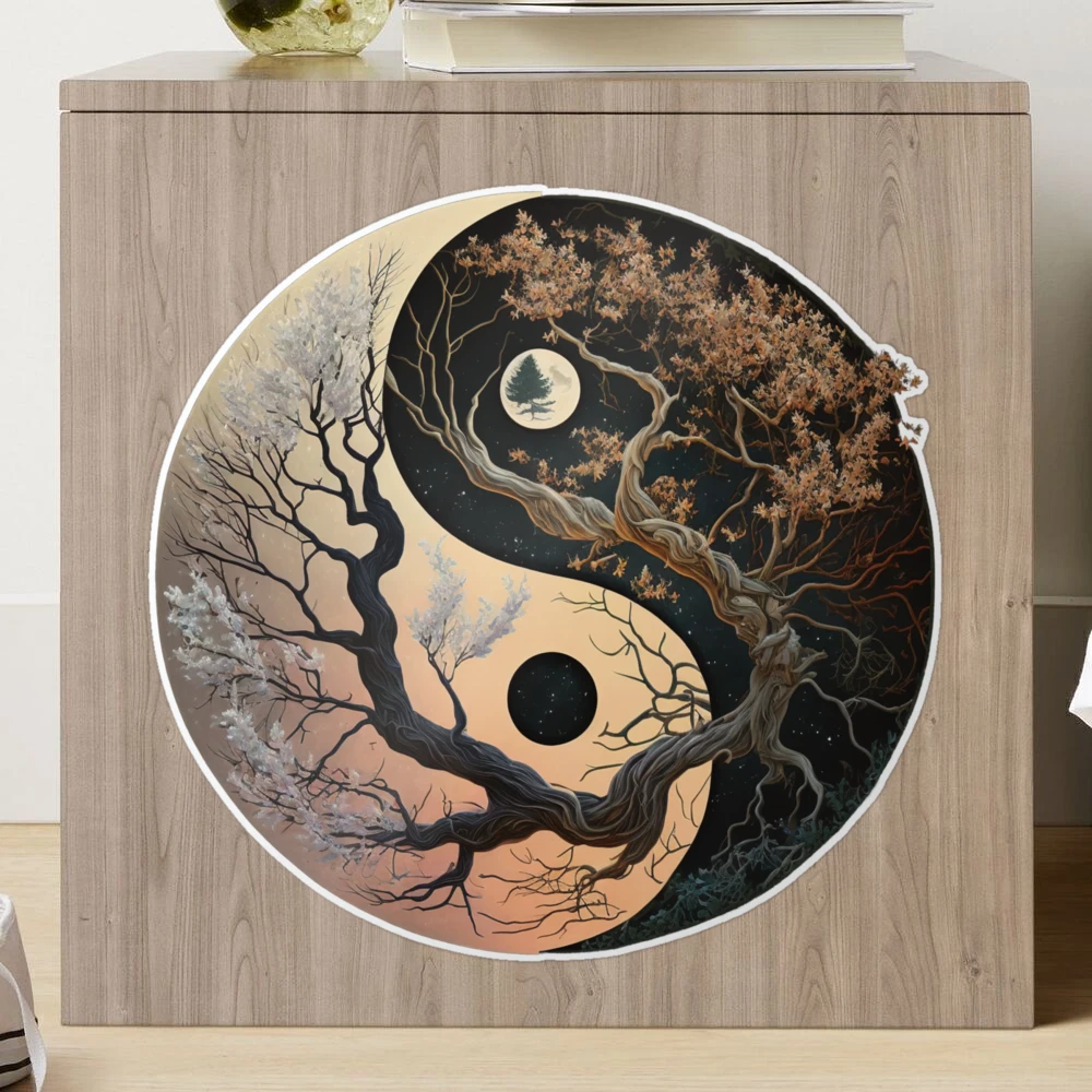 A yin yang symbol the a natural motif. Sticker for Sale by DEGryps