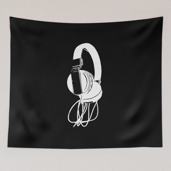 Item preview, white headphone on black designed and sold by artsimo.