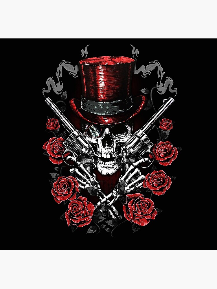 Gun Rose Skull Round Rug main image 1