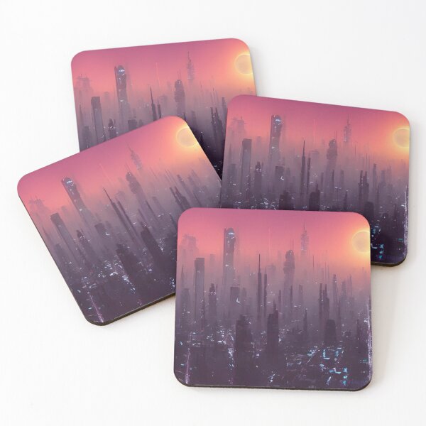 Item preview, dystopia sunset skyscratcher dusk purple designed and sold by AbundanceMind.